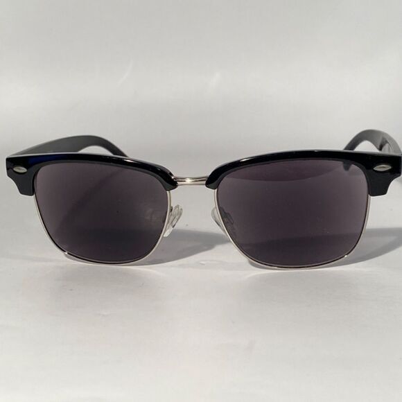 1346 Sunglasses Silver Frames Black Eyebrow Black Lens NWT - Picture 3 of 9